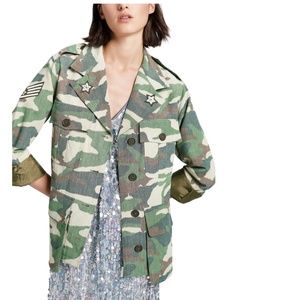 NWT $695 SMYTHE Camo Print Cotton Blend Shirt Jacket in XS!